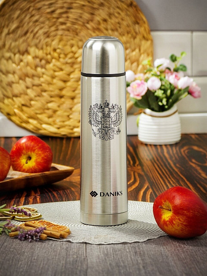 Термос нержавеющая сталь, 0.75 л, узкая горловина, Daniks, колба нержавеющая сталь, серебристый, SL-75Z