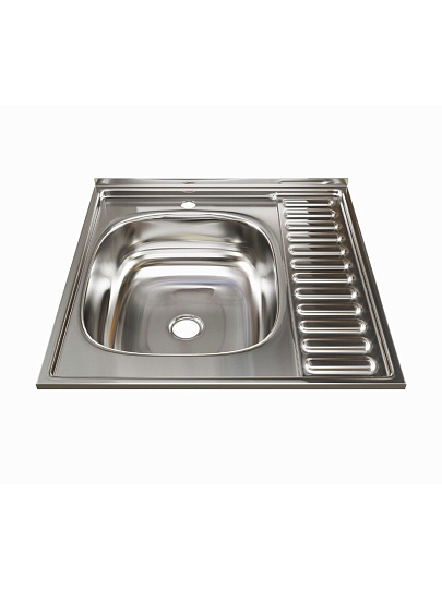 Мойка кухонная накладная, Mixline, нержавеющая сталь, 600х600 мм, левая, 0.4 мм
