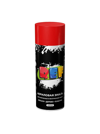 Эмаль аэрозольная, REF, универсальная, акриловая, глянцевая, оранжево-красная, 520 мл