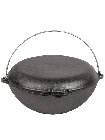 Казан чугун, 12 л, с крышкой, с крышкой-сковородой, крышка чугун, с дужкой, Гардарика, 1612-4