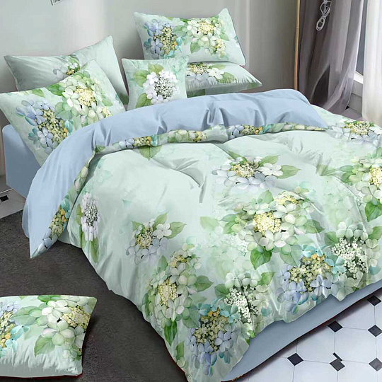 Постельное белье евро, простыня 200х220 см, 2 наволочки 70х70 см, пододеяльник 200х220 см, Адель, поплин, Медитация