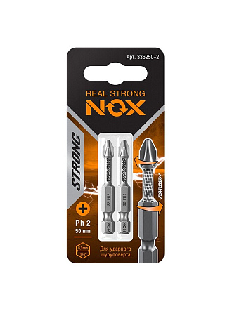 Набор бит Nox, Strong torsion, PH2, 50 мм, 2 шт