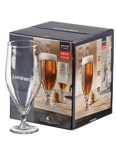 Набор бокалов для пива, 620 мл, стекло, 4 шт, Luminarc, Время дегустаций, P9241