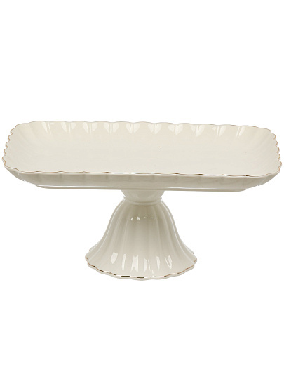 Ваза для фруктов, фарфор, на ножке, 30.5 см, ТМ Глория, Bonjart, Золотая линия, 202491