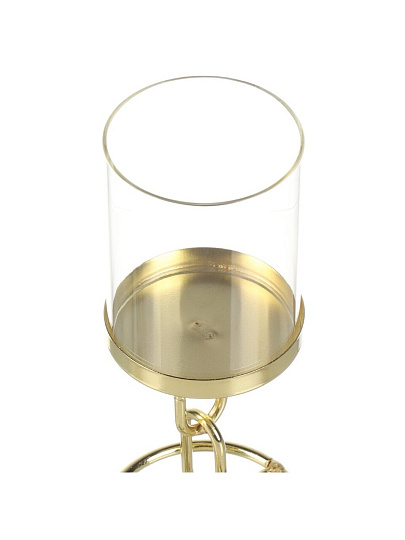 Набор из 3-х подсвечников металл, стекло, 3 свечи, 19.5/23.5/28 см, золотой, Bronco, 120-205