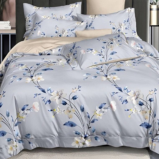 Постельное белье 2-спальное, простыня 175х214 см, 2 наволочки 70х70 см, пододеяльник 175х214 см, Адель, поплин, Искусство