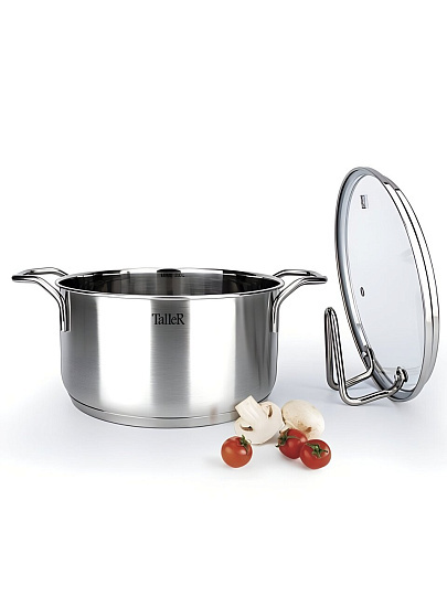 Кастрюля нержавеющая сталь, 2 л, крышка стекло, Taller, Инесс, TR-17256, индукция