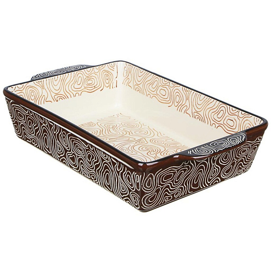 Форма для запекания керамика, 19.5х31х6.5 см, прямоугольная, шоколадная, Millimi, 826325
