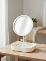 Зеркало настольное, 27.5х17.5 см, круглое, с подставкой, белое, Y4-11527