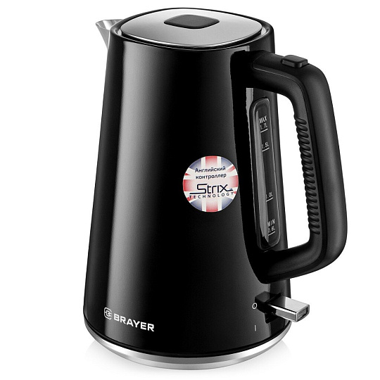 Чайник электрический Brayer, 1073BR Strix, 1.7 л, 2200 Вт, скрытый нагревательный элемент, нержавеющая сталь