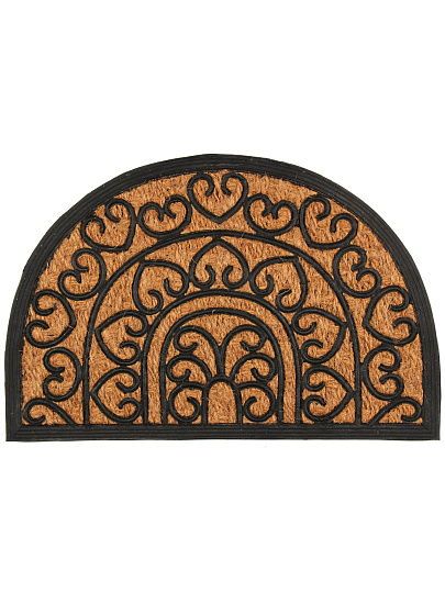 Коврик придверный, 40х60 см, полуовальный, кокосовое волокно, Кружевной, Sunstep, 32-072