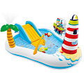 Игровой центр-бассейн Intex, 218х188х99 см, Веселая рыбка, 57162NP, 1828 л, горка, распылитель, мячики, игрушка, от 2 лет