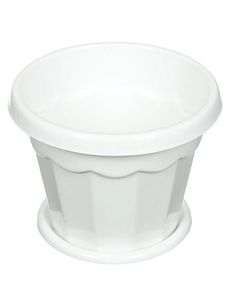 Горшок для цветов пластик, 0.7 л, 13х10.4 см, белый, Альтернатива, Гармония, М1408