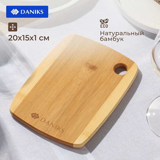 Доска разделочная бамбук, 20х15х1 см, прямоугольная, Daniks, Бамбук, H-1567