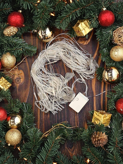 Гирлянда 120 ламп, 1.2х1.6 м, 8 режимов, Сеть, свет белый, прозрачная, в помещении, сетевая, SY20L-16