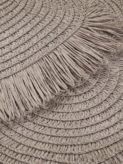 Салфетка сервировочная полимер, 38 см, круглая, бахрома, Y4-9664