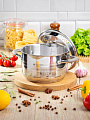Кастрюля нержавеющая сталь, 2.9 л, крышка стекло, Daniks, Нара, GS-01413HY-18CA-2, серебряная, индукция - фото 8
