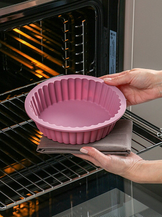 Форма для запекания силикон, 18х18х5.2 см, круглая, для кекса, Хорс, Plum, П-01-144-(205)