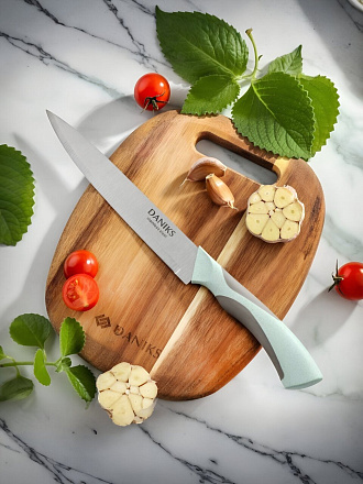 Нож кухонный Daniks, Gusto, разделочный, сталь, 20 см, рукоятка пластик, YW-A377B-SL