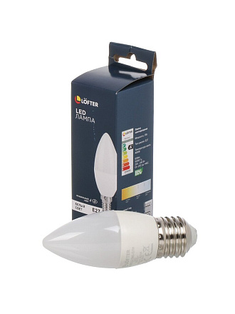 Лампа светодиодная E27, 7 Вт, 60 Вт, 220 В, свеча, 4000 К, нейтральный белый свет, Lofter