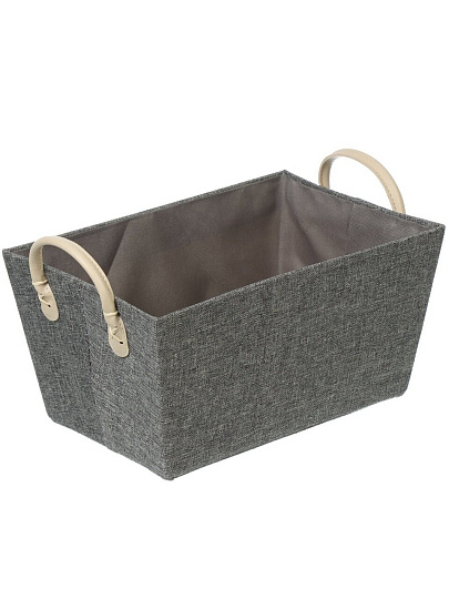 Корзина для хранения, 31х21х16 см, прямоугольная, серая, с ручками, A290098