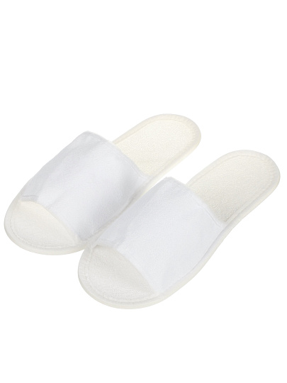 Тапки гостинные унисекс, белые, 38-42, закрытые, махровые, Оптима