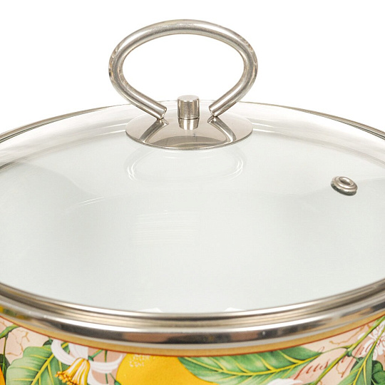 Кастрюля эмалированная сталь, 4 л, крышка стекло, Vitross, Limon, индукция