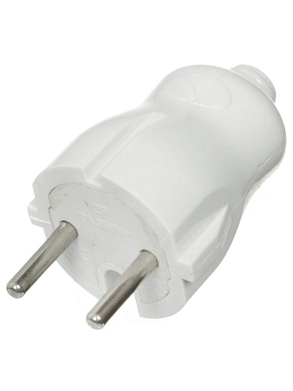 Вилка без заземления, 6 А, 250 В, белая, TDM Electric, Народная, SQ1806-0401