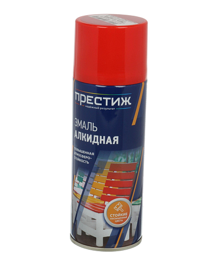 Эмаль аэрозольная, Престиж, универсальная, алкидная, глянцевая, огненно-красная, 520 мл