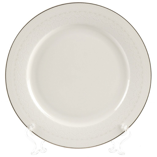 Тарелка обеденная, фарфор, 25 см, круглая, White Lace, Fioretta, TDP670