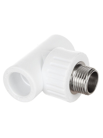 Тройник комбинированный полипропилен, d20х1/2'', наружная резьба, белый, РосТурПласт