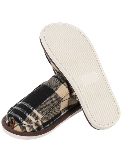 Тапки для мужчин, коричневые, р. 42-43, закрытые, тартан, A210076