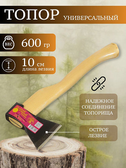 Топор Ижсталь-Тнп, Б1, в сборе, рукоятка дерево, 0.6 кг, 100 мм