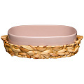 Блюдо фарфор, 25х33х9 см, 3 л, овальное, для запекания в плетеной корзине, пудровое, Bronco, Fusion, 263-1155