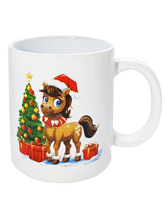 Кружка керамика, 350 мл, Новогодняя лошадка, МФК, MFK20574