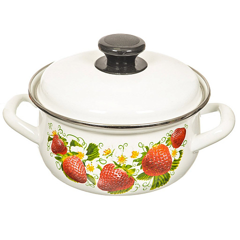 Кастрюля эмалированная сталь, 1.5 л, с крышкой, крышка сталь, Керченский металлургический завод, 61904-082/6, в ассортименте