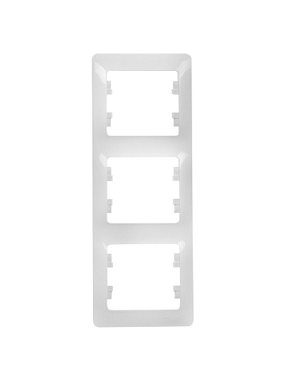 Рамка трехпостовая, вертикальная, полипропилен, белая, 10 А, Schneider Electric, Glossa, GSL000107