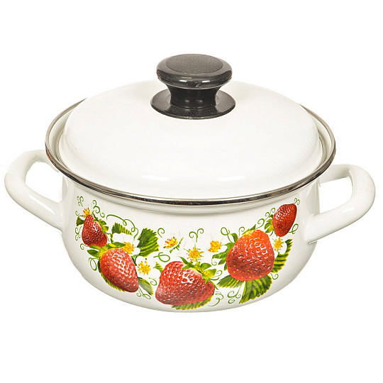 Кастрюля эмалированная сталь, 1.5 л, с крышкой, крышка сталь, Керченский металлургический завод, 61904-082/6, в ассортименте