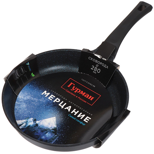Сковорода литой алюминий, 28 см, антипригарное покрытие, Гурман, Мерцание, синий сапфир, ГМ2801 СС