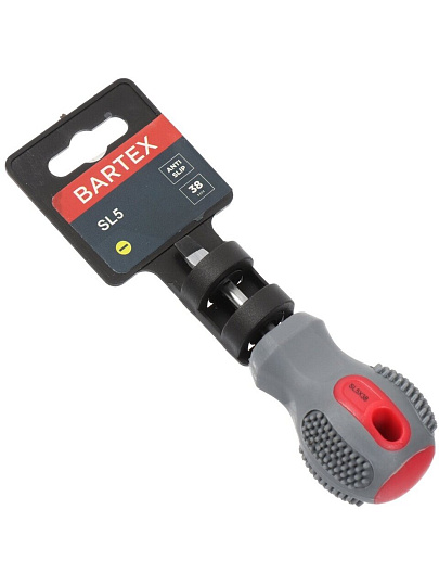Отвертка плоская, Bartex, SL5, 5х38 мм, антискользящая двухкомпонентная, CrV сталь, K0029N