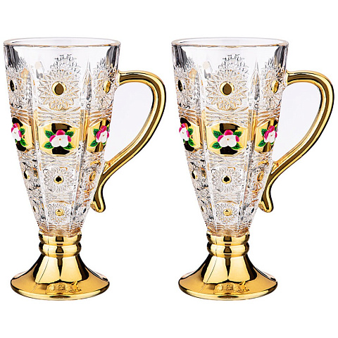 Набор из 2-х кружек lefard gold glass 250 мл. высота=16,5 см. 195-152