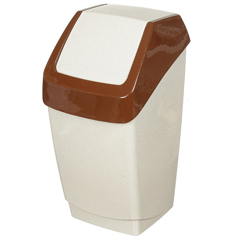 Контейнер для мусора пластик, 15 л, квадратный, плавающая крышка, бежевый мрамор, Idea, Хапс, М2471