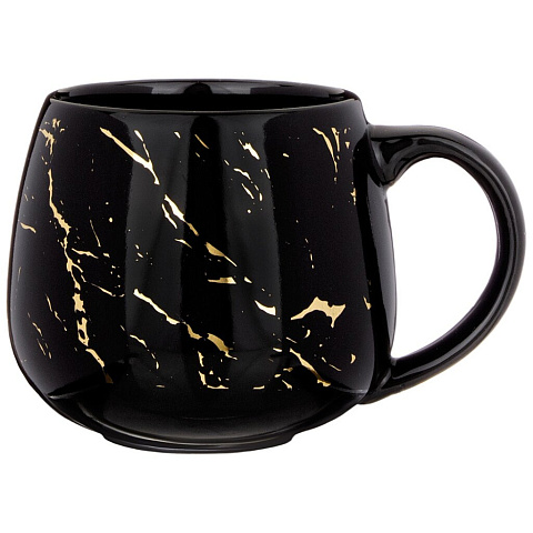 Кружка керамика, 350 мл, Золотой мрамор, Lefard, 155-726, черная