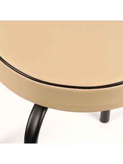Табурет 360х360х475 мм, песочный/черный матовый, сиденье круглое, экокожа, Пуф