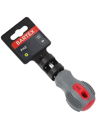 Отвертка крестовая, Bartex, PH2, 2х38 мм, антискользящая двухкомпонентная, CrV сталь, K0029N