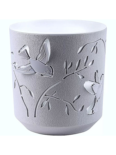 Кашпо пластик, 1.25 л, 16.2х13.5 см, универсальное, серый жемчуг/белое, La Decoro, Колибри, КШ-4648