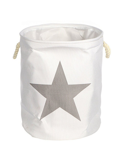 Корзина для белья, 40х50 см, цилиндрическая, полиэстер, серая, звезда, Y4-7074