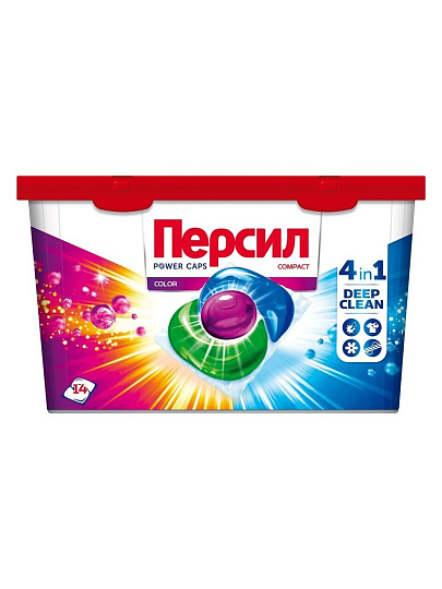 Капсулы для стирки Персил, Power Caps Color 4в1, для цветного белья, 14 шт