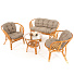 Мебель садовая Багама, коньяк, стол, 2 кресла, 1 диван, подушка клетка, 85 кг, 01/16 NEW К - фото 2