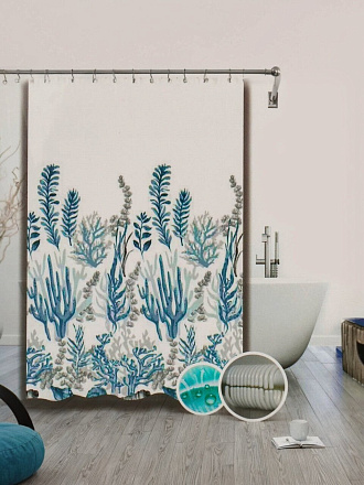 Штора для ванн 180х180 см, полиэстер, Водоросли, T2022-7095
